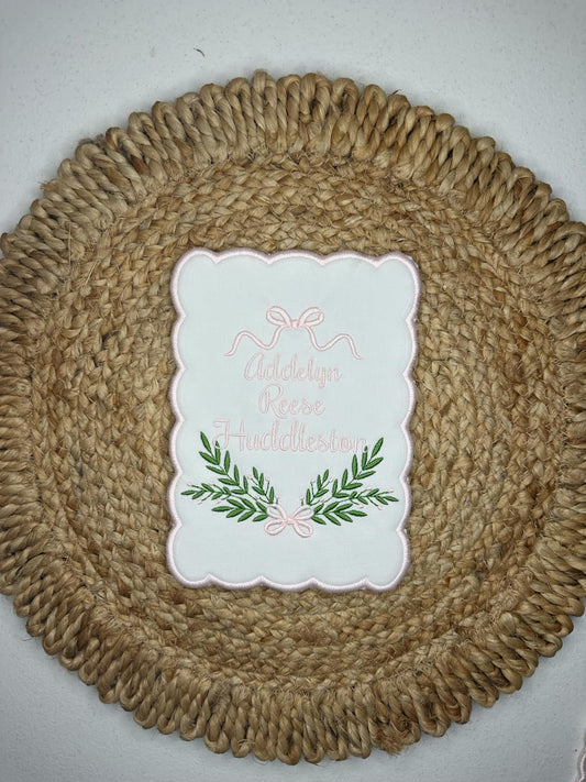 Embroidered Announcement Plaque | PLEASE CONTACT ME BEFORE PURCHASING
